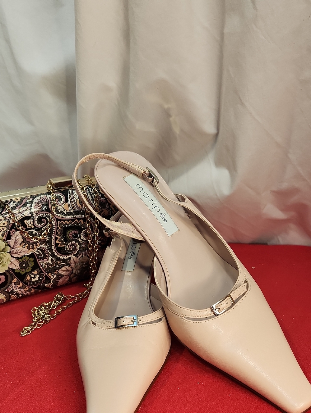 Maripe~ Soft Pink  Pointed Slingback Heels